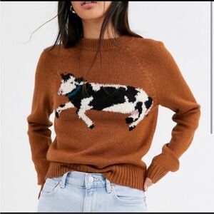 Brown Cow Pattern Sweater